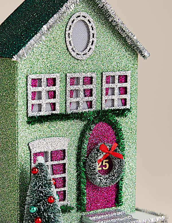 Maison lumineuse en papier multicolore &agrave; paillettes - CA