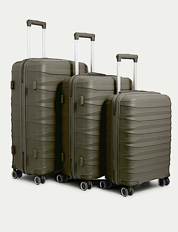 Set of 3 Porto 4 Wheel Hard Shell Suitcases - GR