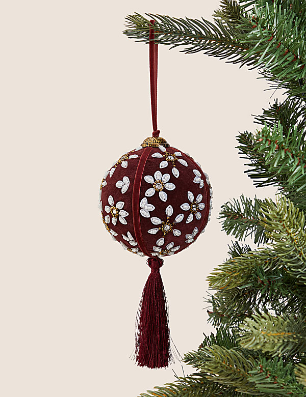 Red Velvet Embellished Bauble