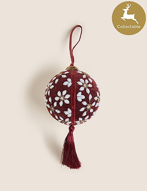 Red Velvet Embellished Bauble