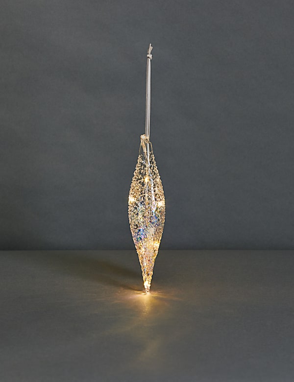 Silver Glass Light Up Icicle Decoration - GR
