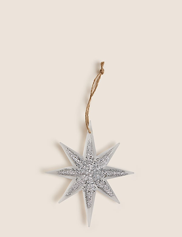 Silberfarbene H&auml;ngedekoration &bdquo;Polarstern&ldquo; - DE
