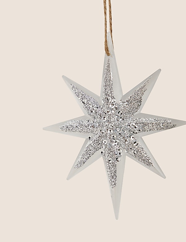 Silberfarbene H&auml;ngedekoration &bdquo;Polarstern&ldquo; - DE