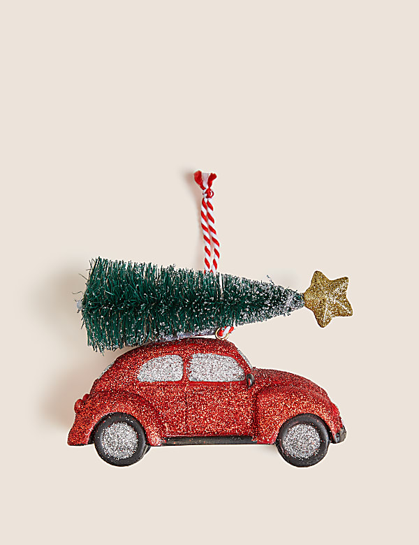 Red Glitter Hanging Car Decoration