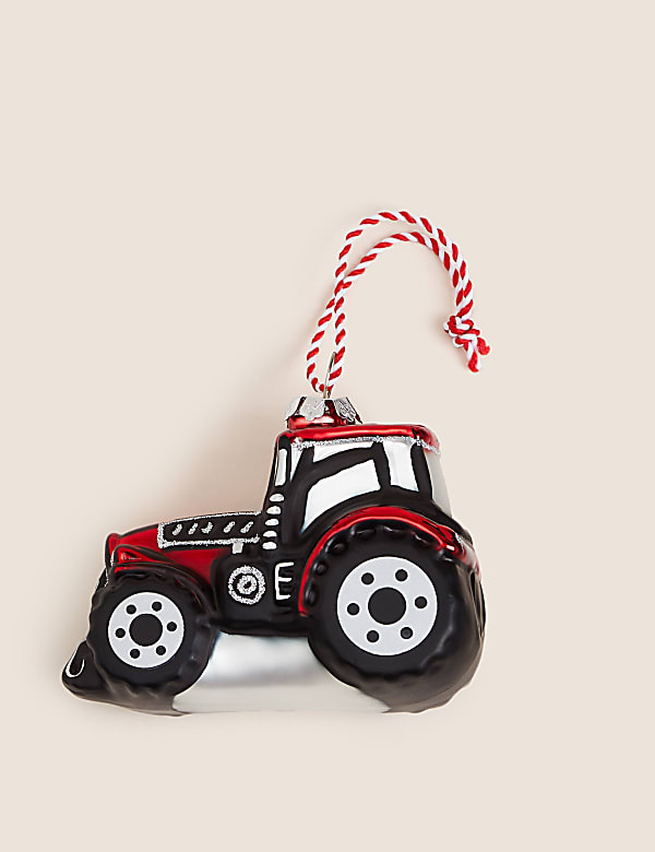 קישוט תלייה מזכוכית אדומה בצורת טרקטור - IL