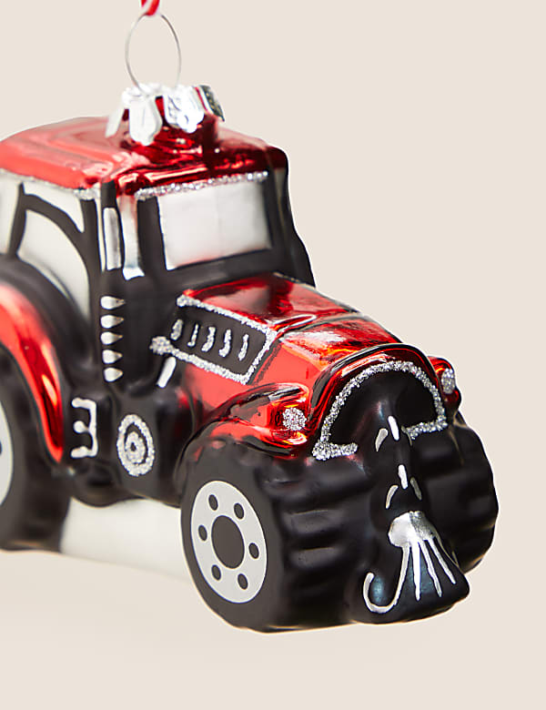קישוט תלייה מזכוכית אדומה בצורת טרקטור - IL