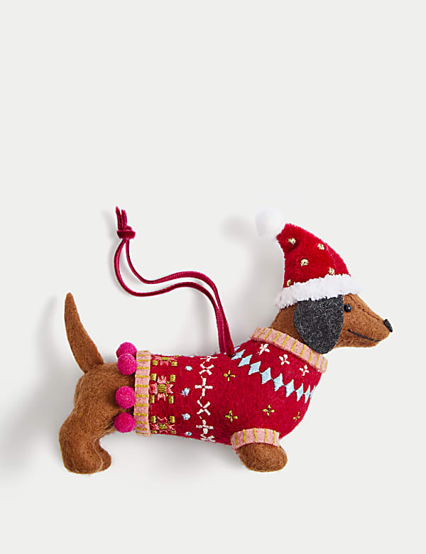 Felt Sausage Dog Hanging Decoration