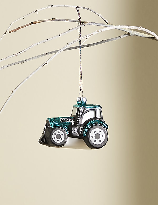 Glass Tractor Hanging Decoration