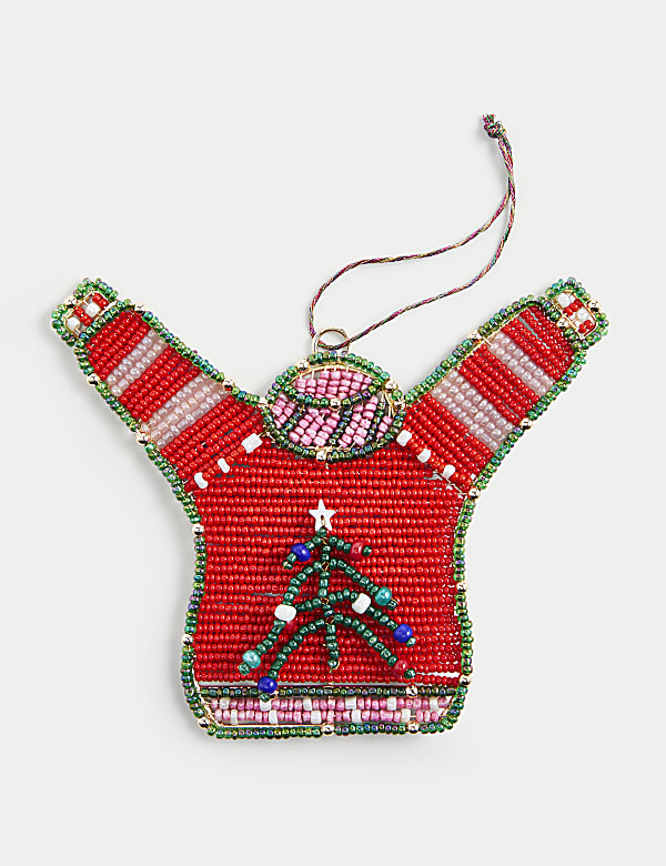 Beaded Christmas Jumper Hanging Decoration - RO