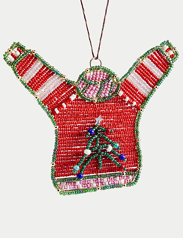 Beaded Christmas Jumper Hanging Decoration - RO