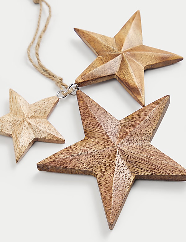 Wooden Hanging Star Tree Decoration - IS