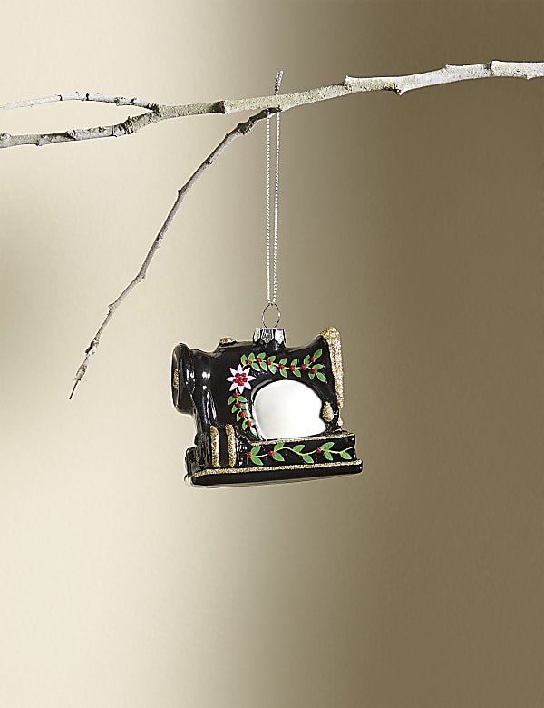 Glazen kerstversiering, naaimachine - NL