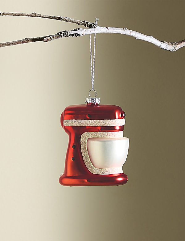 Red Glass Food Mixer Bauble Decorations M&S SI