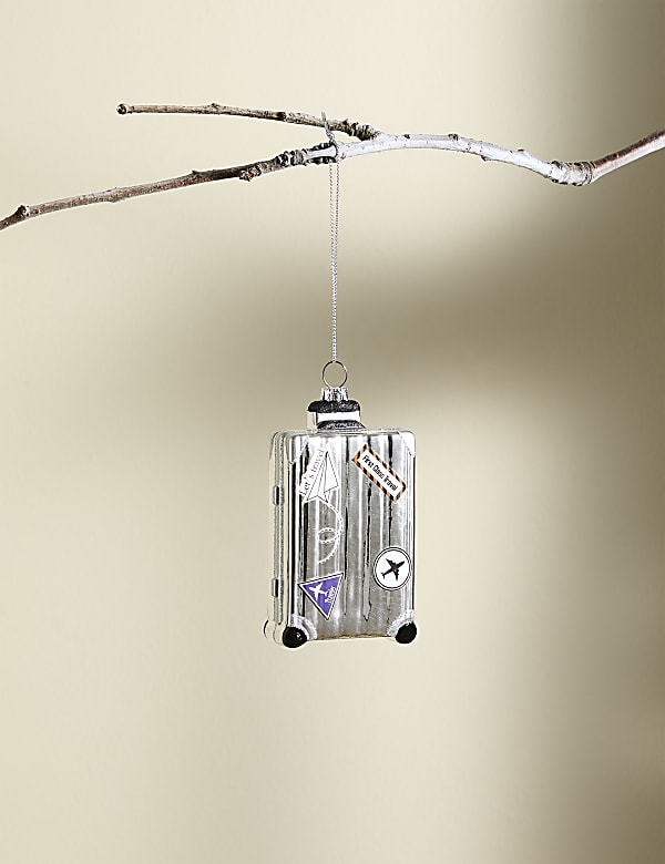 Silver Glass Suitcase Hanging Decoration - JE