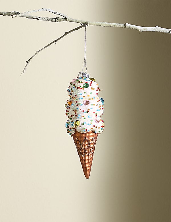 Glass Jewelled Ice Cream Hanging Decoration - HK