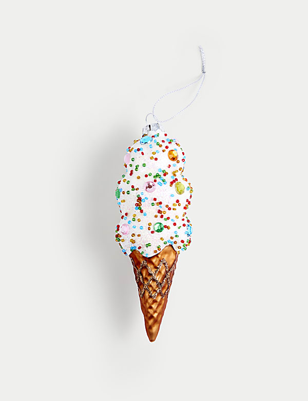 Glass Jewelled Ice Cream Hanging Decoration - TW