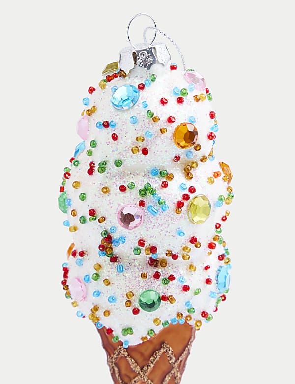 Glass Jewelled Ice Cream Hanging Decoration - TW