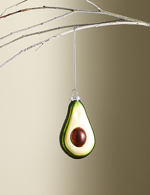 Green Glass Hanging Avocado Bauble - LU