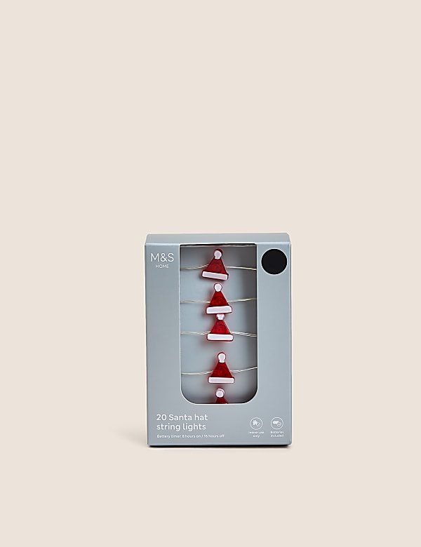 20 Santa Hat Battery String Lights - GR