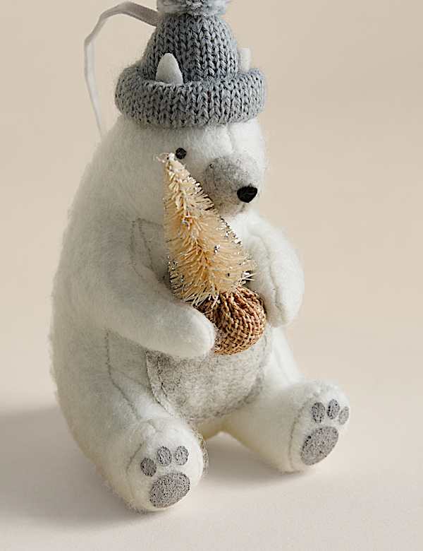 Ours polaire en feutrine décoratif à suspendre - CH