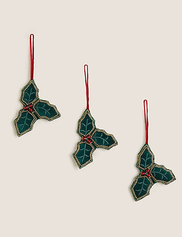 3 Pack Hanging Holly Decorations - IL