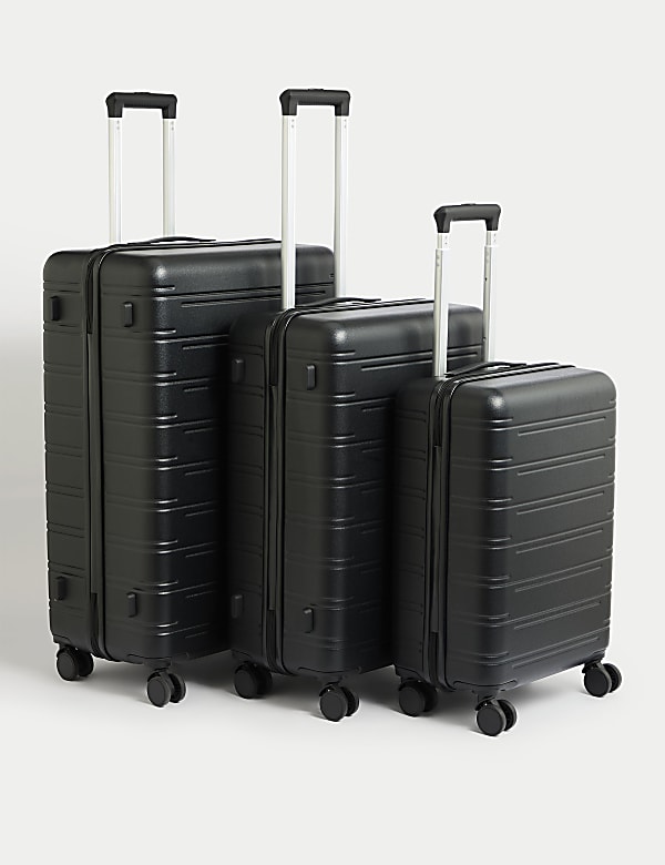 Set of 3 Prague 4 Wheel Hard Shell Suitcases Luggage M S GR