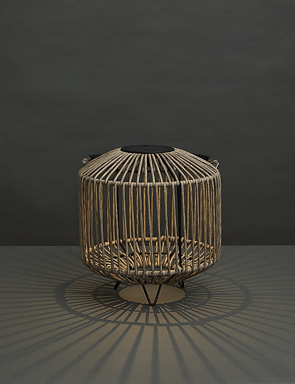Small Warm White LED Woven Solar Lantern - GR