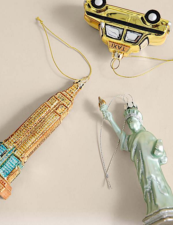 3pk Glass Hanging New York Decorations - GR