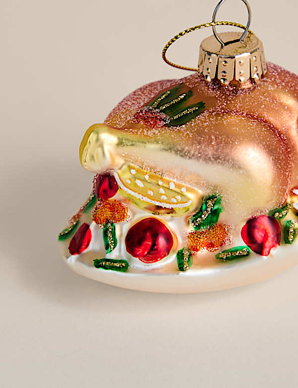 Γυάλινο κρεμαστό στολίδι ψητή γαλοπούλα - GR