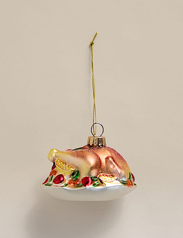 Γυάλινο κρεμαστό στολίδι ψητή γαλοπούλα - GR