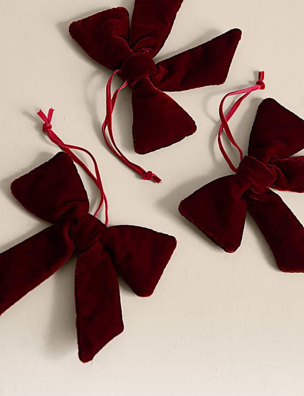 3pk Velvet Hanging Bow Decorations - DK