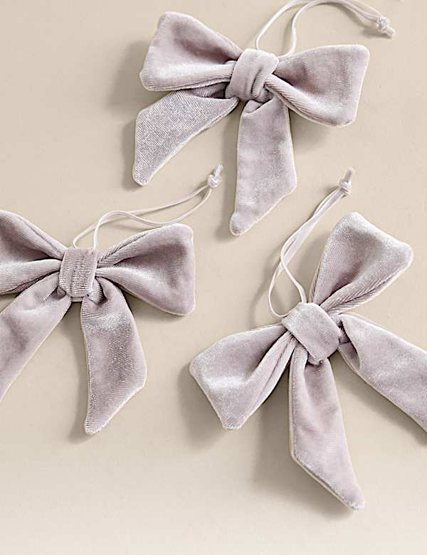 3pk Velvet Hanging Bow Decorations - AU
