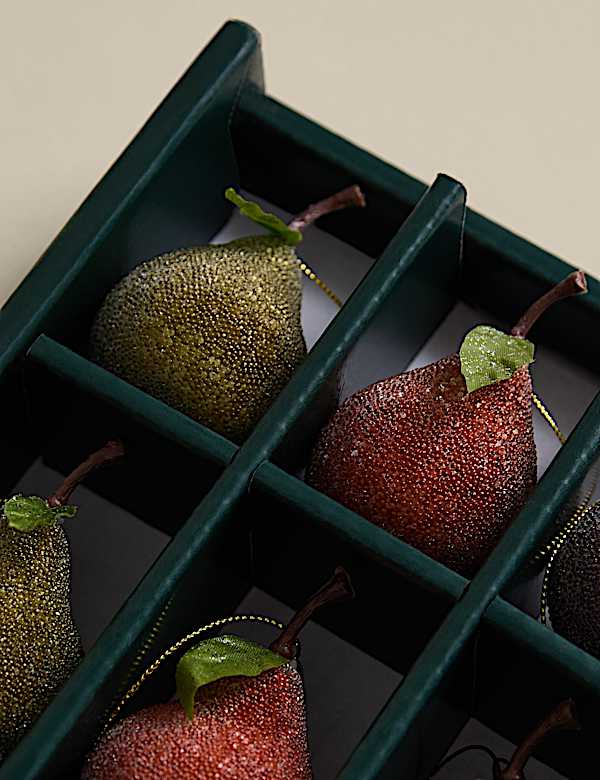 6pk Hanging Frosted Fruit Decorations - LT