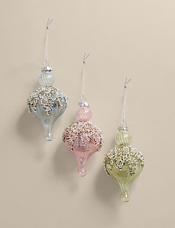 3er-Pack Verzierte spitze Christbaumkugeln - AT