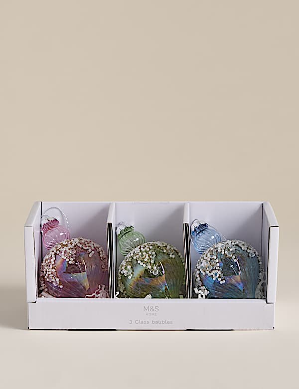 3pk Glass Embellished Finial Baubles - FR
