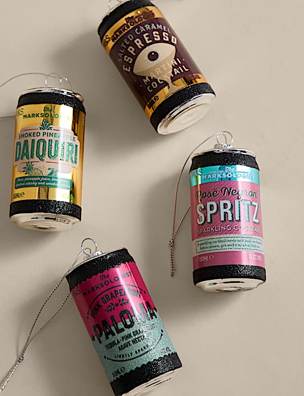 4pk Hanging Marksologist Tin Decorations - JO