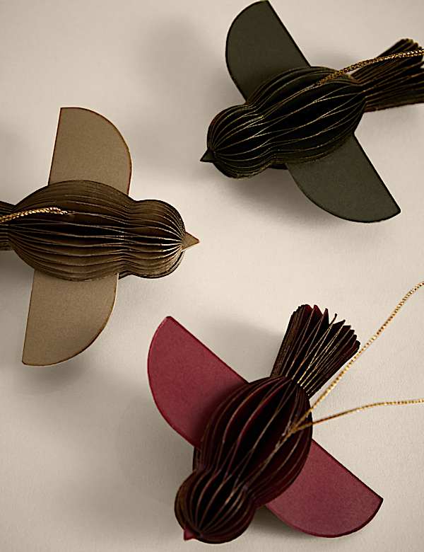 3pk Hanging Paper Bird Decorations - HU