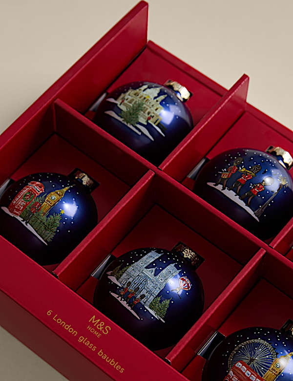 6pk Glass London Baubles - FR