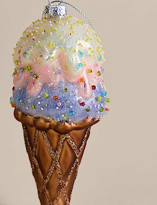 Glass Hanging Ice Cream Cone Decoration  - JE