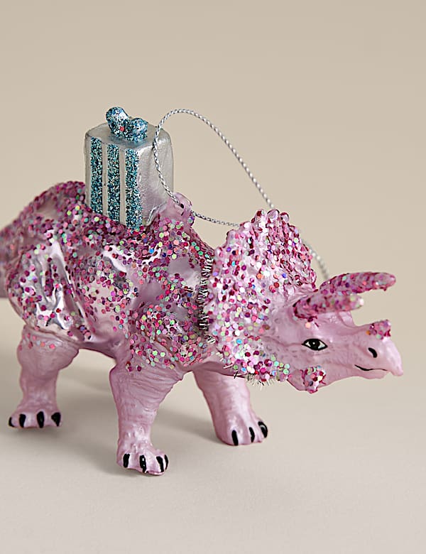 קישוט לתלייה מזכוכית בצורת דינוזאור בצבעי פסטל - IL