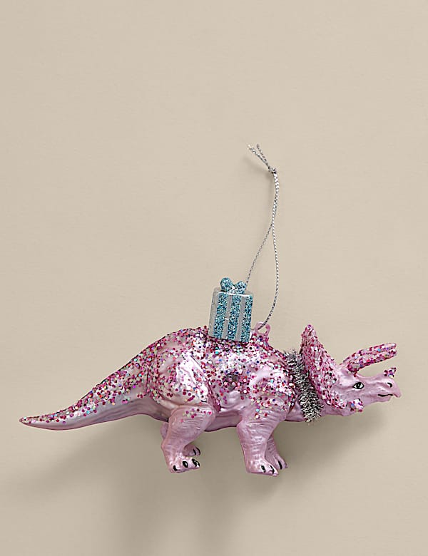קישוט לתלייה מזכוכית בצורת דינוזאור בצבעי פסטל - IL