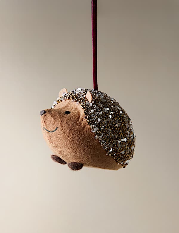 Felt Hanging Beaded Hedgehog Decoration - EE