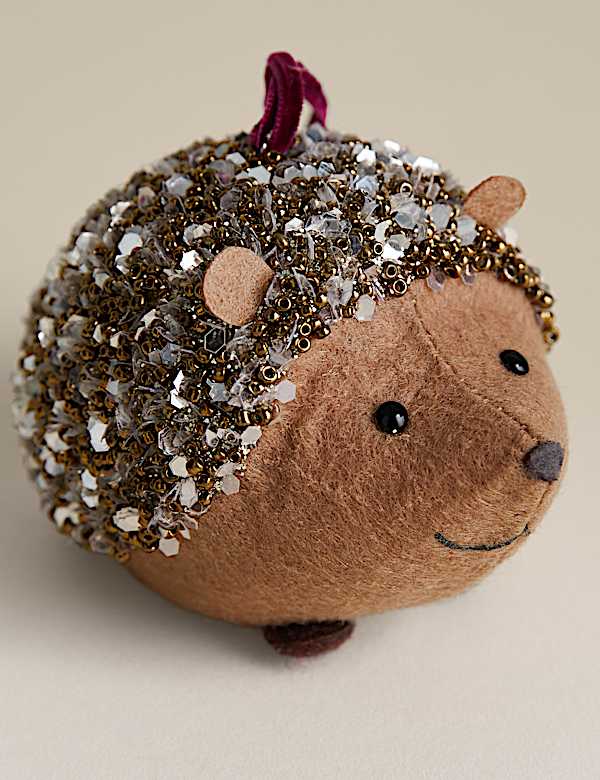 Felt Hanging Beaded Hedgehog Decoration - MX