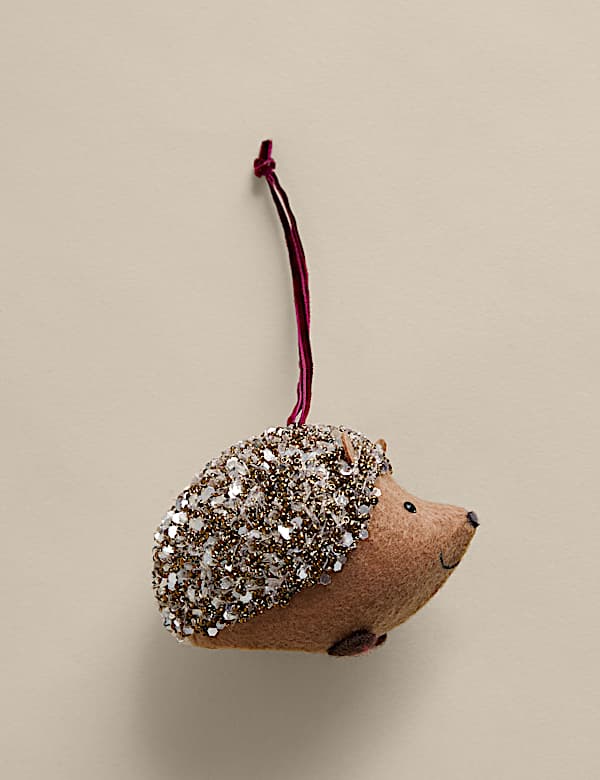 Felt Hanging Beaded Hedgehog Decoration - MX