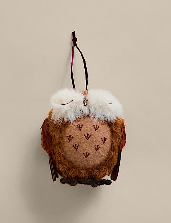 Felt Hanging Fluffy Owl Decoration - GR