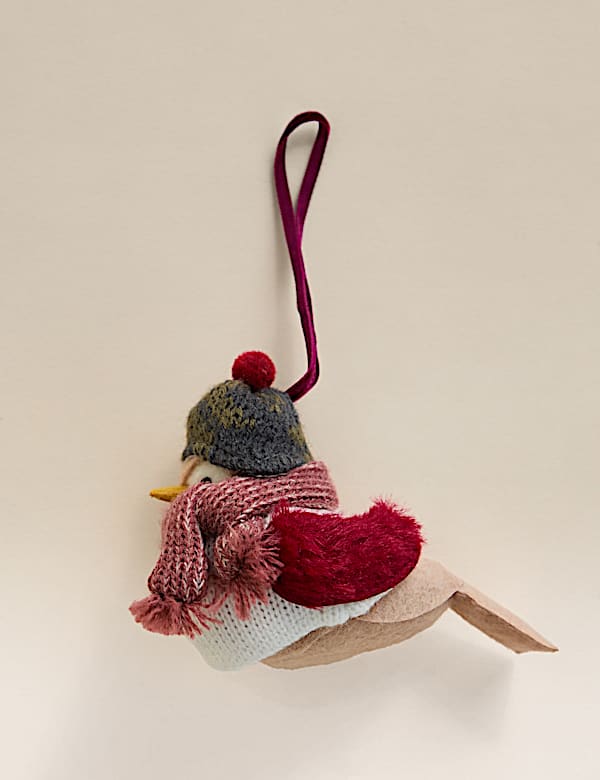 Felt Hanging Winter Robin Decoration - GR