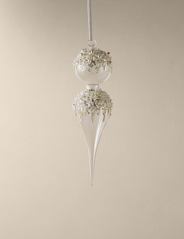 Glass Hanging Embellished Finial Decoration - FI