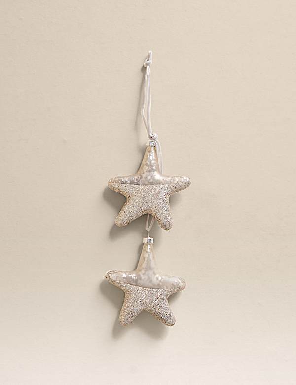 2pk Mercury Glitter Star Decorations - IT