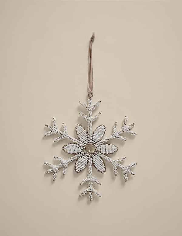 Hanging Beaded Snowflake Decoration - GR