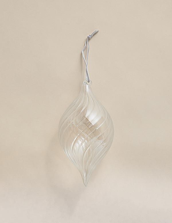Glass Hanging Ridged Decoration - GR